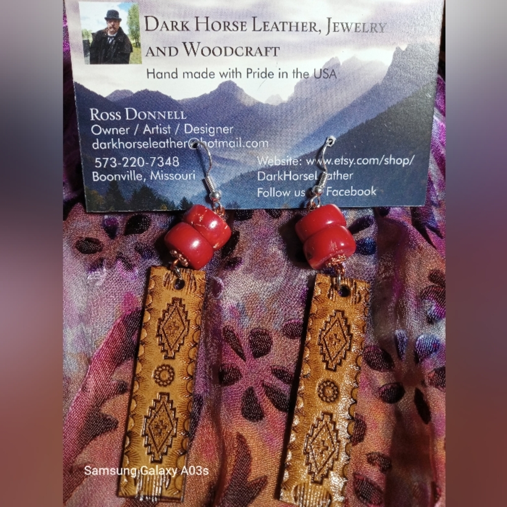 Southwestern leather earrings